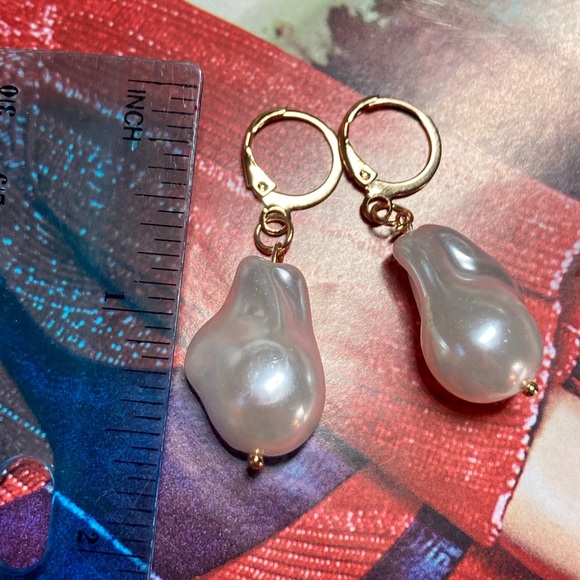 Big Faux Baroque Hoop Earrings - Picture 5 of 5